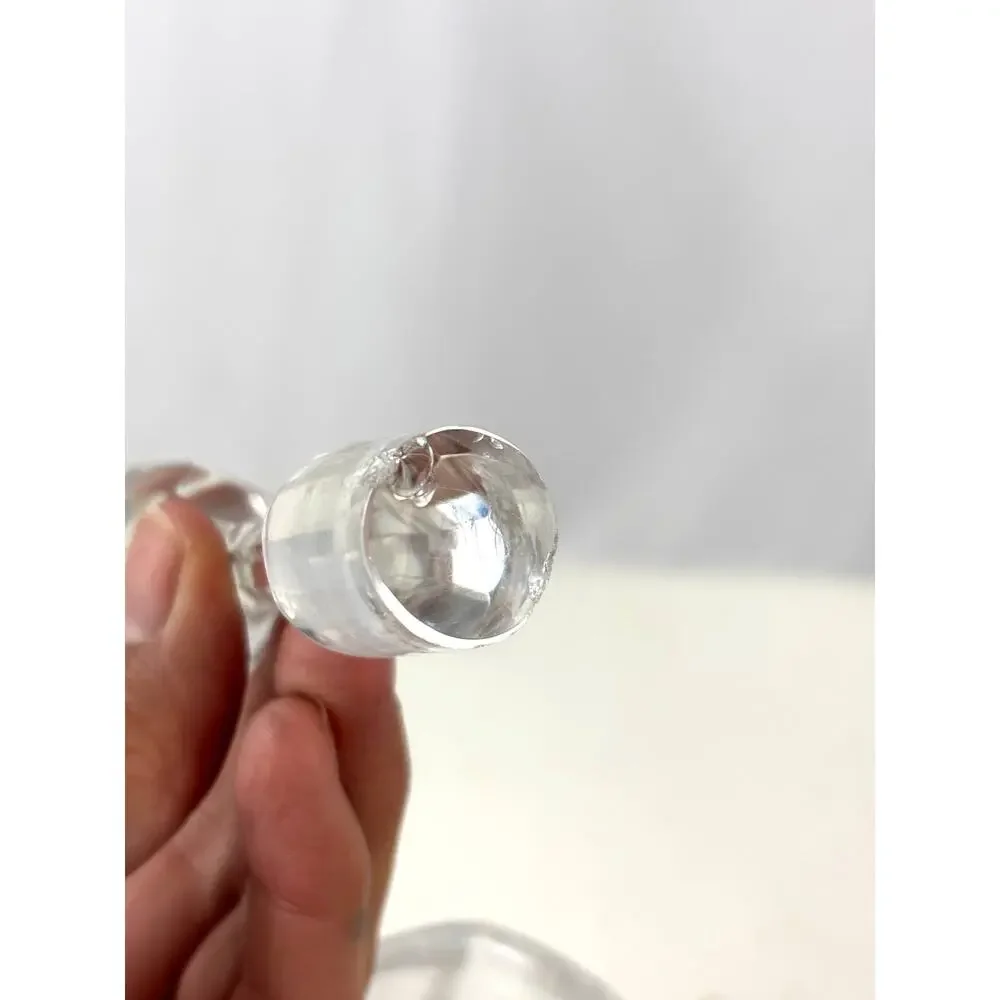 Antique Clear ABP Cut Glass Wine Decanter +‎ Stopper Cruet Stepped Ring Neck